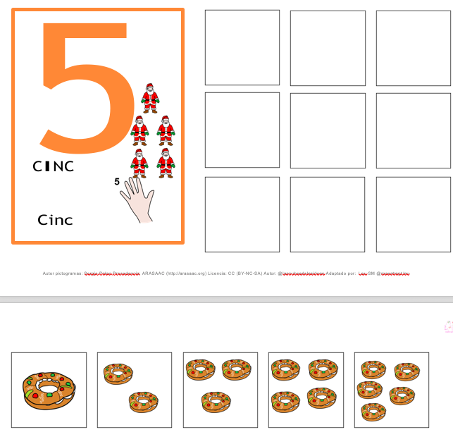 Número quantitat de l'1 al 5. Temàtica Nadal
